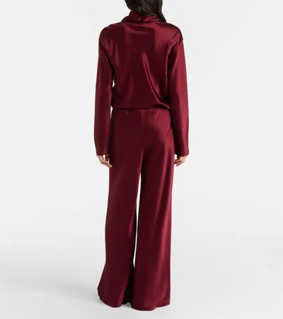 Leset Barb High-rise Satin Straight Pants In Burgundy