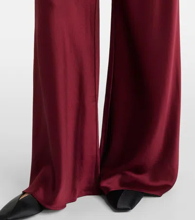 Leset Barb High-rise Satin Straight Pants In Burgundy