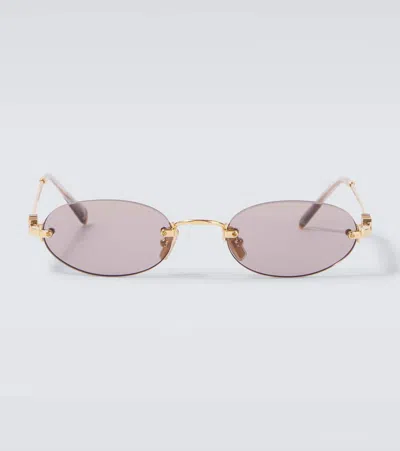Miu Miu Logo Oval Sunglasses In Purple