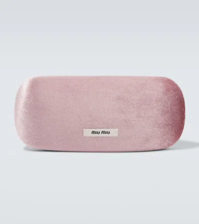 Miu Miu Logo Oval Sunglasses In Purple