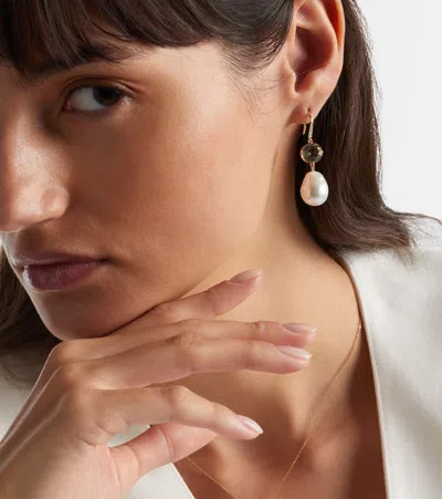 Mateo 14kt Gold Drop Earrings With Amethysts, Pearls, And Diamonds In Metallic