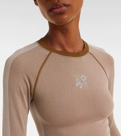 Loewe X On Ribbed-knit Striped Top In Brown