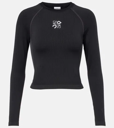 Loewe X On Ribbed-knit Jersey Top In Black