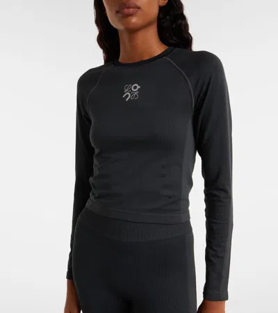 Loewe X On Ribbed-knit Jersey Top In Black