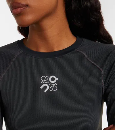 Loewe X On Ribbed-knit Jersey Top In Black