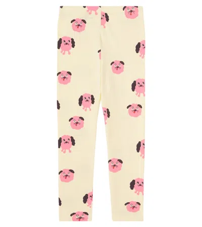 Mini Rodini Doggies Printed Cotton-blend Leggings In Neutral