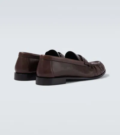 Saint Laurent Le Loafer Supple Leather Penny Loafers In Brown