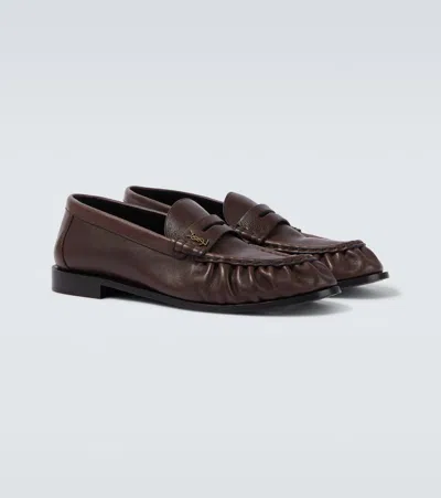 Saint Laurent Le Loafer Supple Leather Penny Loafers In Brown