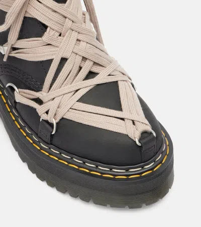 Rick Owens X Dr. Martens Leather 1460 Quad Sole Megalace Ankle Boots In Black