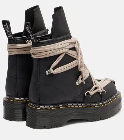 Rick Owens X Dr. Martens Leather 1460 Quad Sole Megalace Ankle Boots In Black
