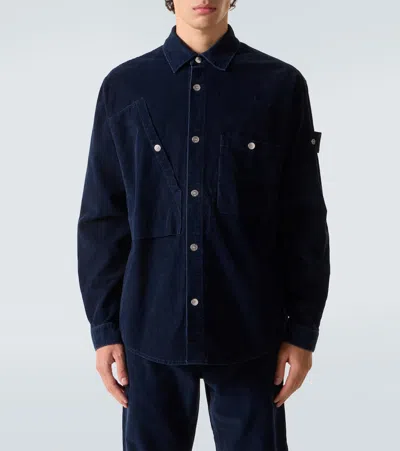 Stone Island Regular-fit Zipper-up Overshirt With Corrosion Treatment In Blue