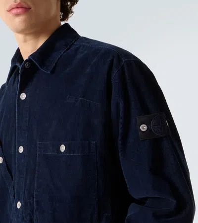 Stone Island Regular-fit Zipper-up Overshirt With Corrosion Treatment In Blue