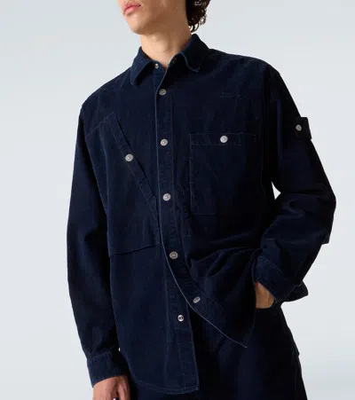 Stone Island Regular-fit Zipper-up Overshirt With Corrosion Treatment In Blue