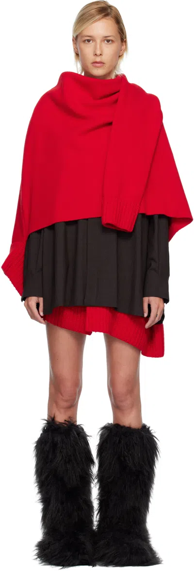 Sacai Red Suiting & Wool Knit Minidress In Multi