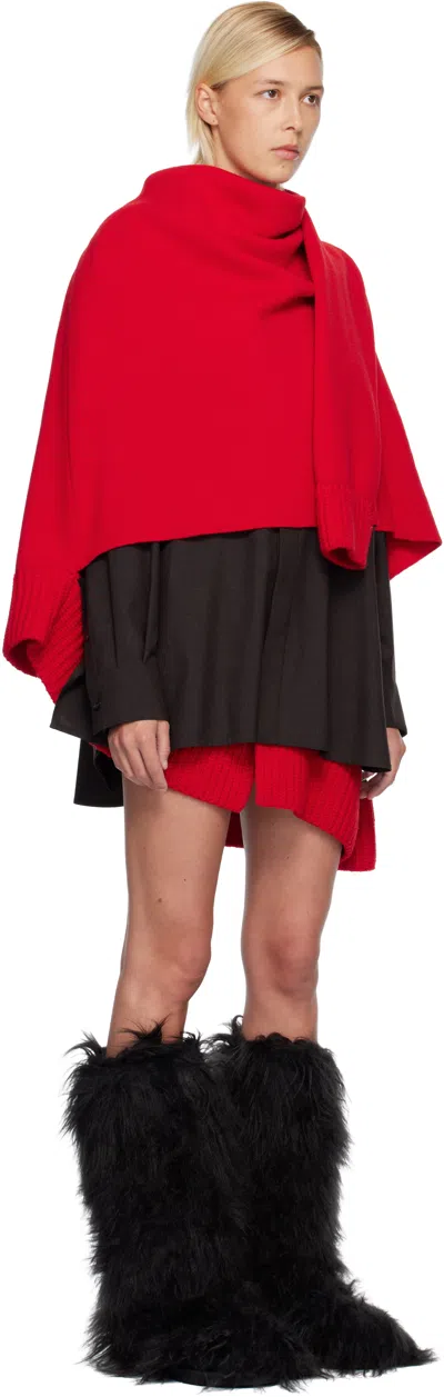 Sacai Red Suiting & Wool Knit Minidress In Multi