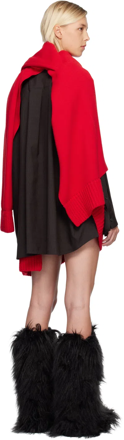 Sacai Red Suiting & Wool Knit Minidress In Multi