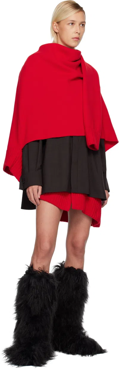 Sacai Red Suiting & Wool Knit Minidress In Multi