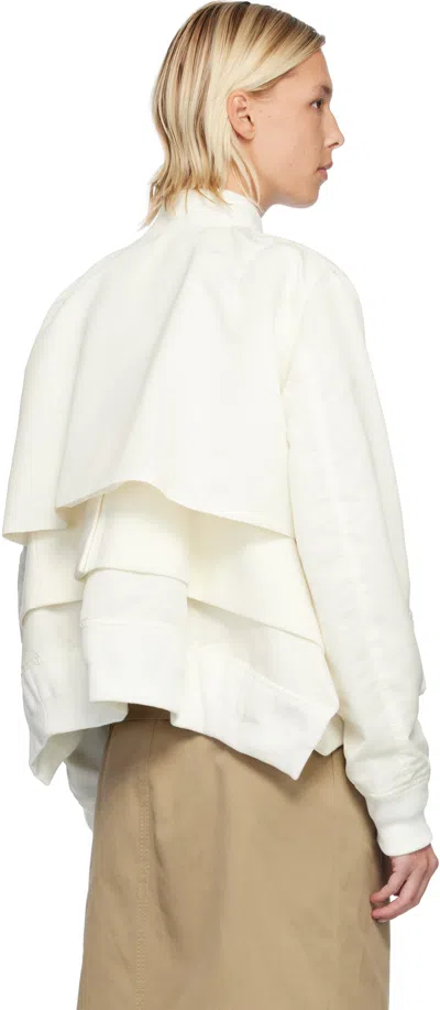 Sacai Wool And Shell-paneled Bomber Jacket In White