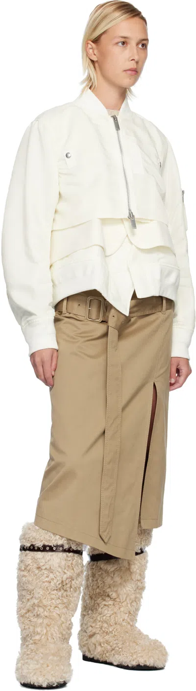 Sacai Wool And Shell-paneled Bomber Jacket In White