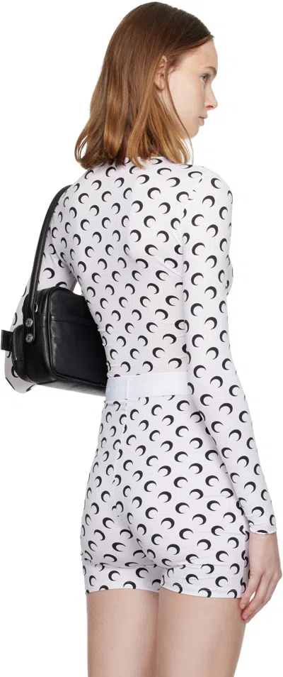 Marine Serre White Recycled Moon Jersey Second Skin Crewneck T-shirt In White