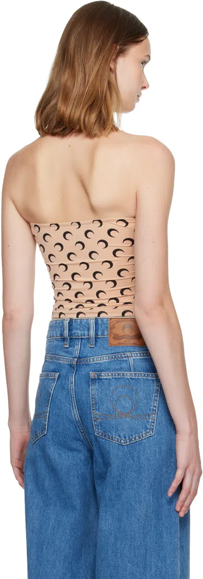 Marine Serre Beige Recycled Moon Jersey Second Skin Tube Top In Multi
