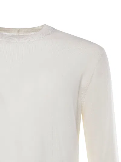 Eleventy Ribbed Round-neck Sweater In White