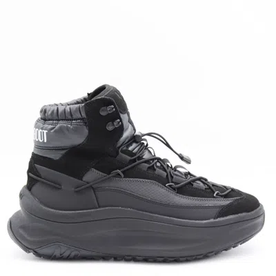 Moon Boot Black Leather Moon247 Xlace Mid Boots In Black
