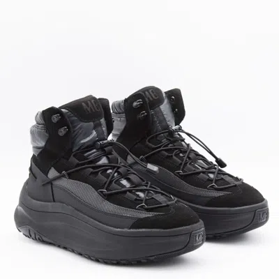 Moon Boot Black Leather Moon247 Xlace Mid Boots In Black