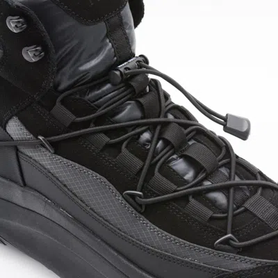 Moon Boot Black Leather Moon247 Xlace Mid Boots In Black