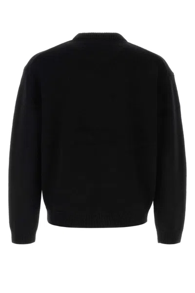 Maison Kitsuné Crew Neck Sweater With Large Fox Embroidery Black In Black