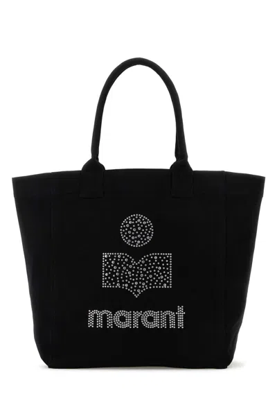 Isabel Marant Small Yenky Festive Studded Logo Canvas Tote In Black
