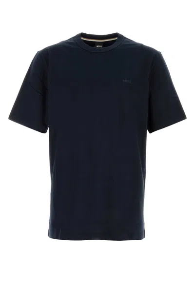 Hugo Boss Boss Men Cotton Jersey T-shirt With Logo In Blue
