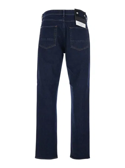 Stone Island Blue Jeans With Belt Loops And Logo Patch On The Rear In Denim Man In Blue