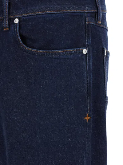 Stone Island Blue Jeans With Belt Loops And Logo Patch On The Rear In Denim Man In Blue