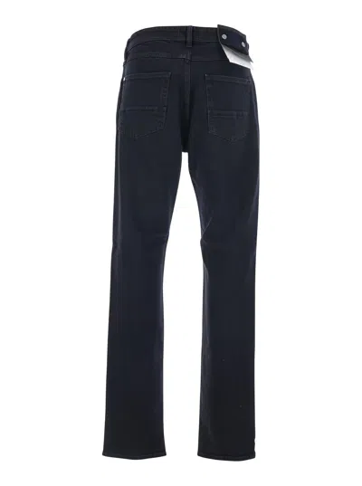 Stone Island Five-pocket Trousers With Belt Loops And Contrast Stitching In Black