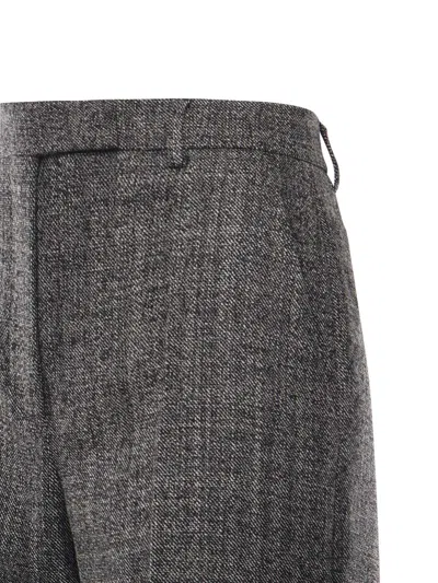 Valentino Wool Mouline Trousers In Gray