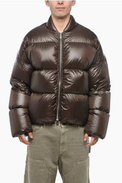 Bacon Bomber Fit Fury Down Jacket With Front Zip In Brown