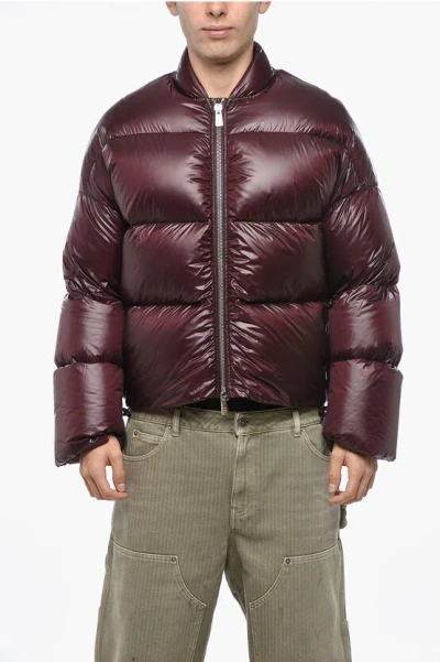 Bacon Bomber Fit Storm Fury Down Jacket With Front Zip In Burgundy