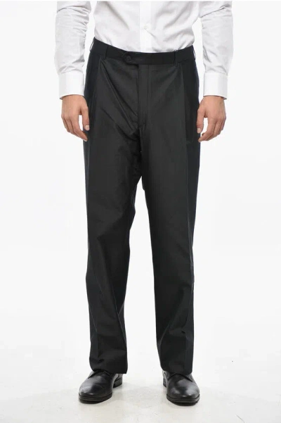 Corneliani Cotton And Silk Blended Mantua Pants In Black