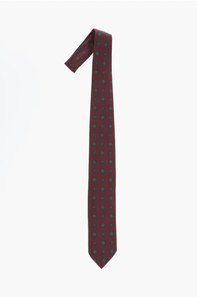 Corneliani Patterned Silk Tie In Brown
