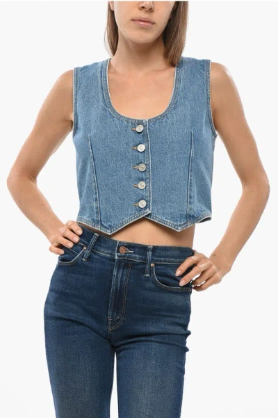 Givenchy Denim Vest Top With Back Martingale In Blue