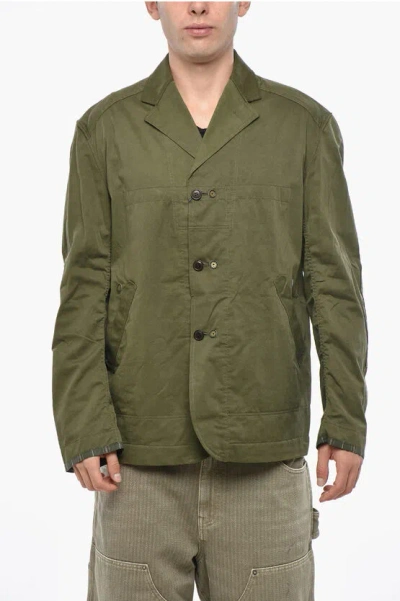 Junya Watanabe By Comme De Garcons Man Cotton And Linen Blazer With Notch Lapel In Green