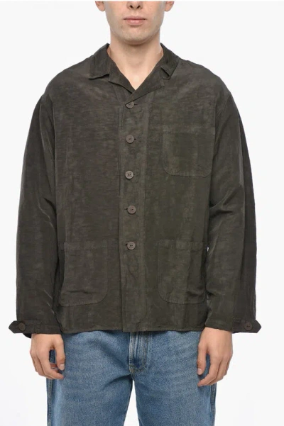 Never Enough Linen Blend Overshirt With Breast Pocket In Brown
