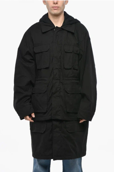 We11 Done Padded Utility Jacket With Hood In Black