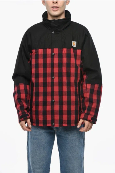 Junya Watanabe By Comme De Garcons Eye Man Buffalo Checked Jacket With Extractable Hood In Red