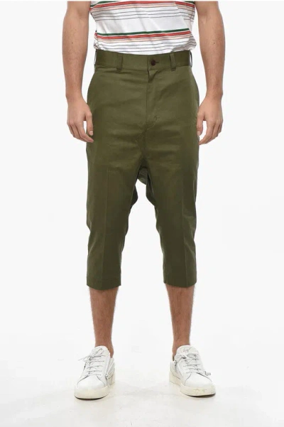 Junya Watanabe By Comme De Garcons Man Cotton And Linen Cropped Fit Pants In Green