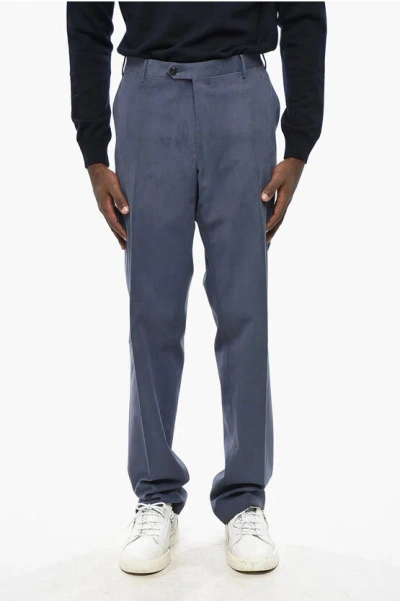 Corneliani Cotton Stretch Academy Pants With Belt Loops In Blue