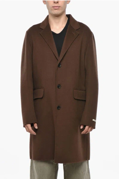 Paltò Virgin Wool Blend Salvatore Coat With Flap Pockets In Brown