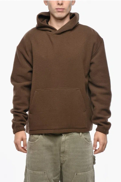Rier Virgin Wool Hoodie With Kangaroo Pocket In Brown