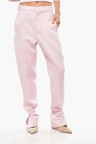 Setchu 4-pocket Wool Blend Pants With Buttoned Bottom In Purple